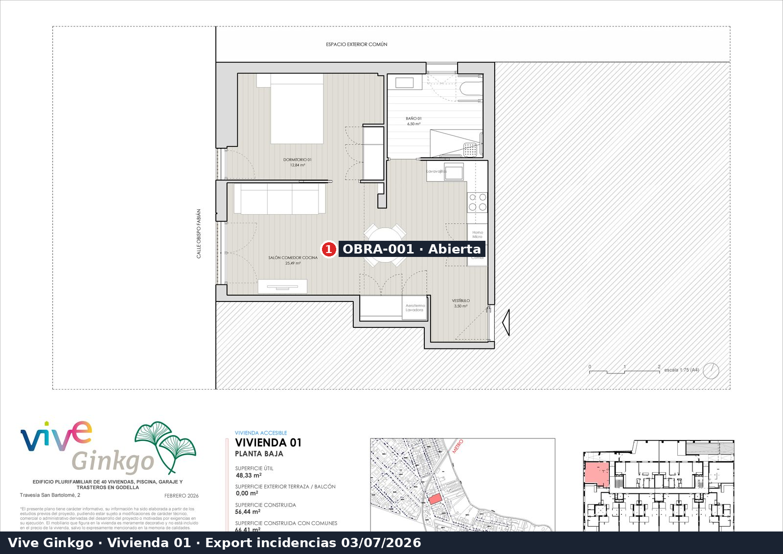 Plano real de Vive Ginkgo con una incidencia marcada en Maia Obra